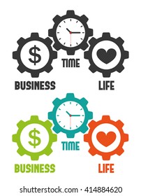 Work for lifeand time flat design