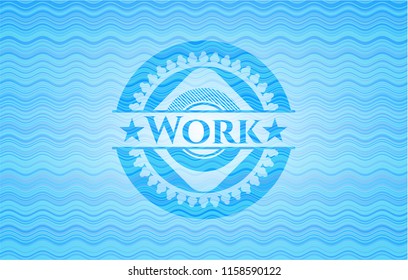 Work light blue water badge background.