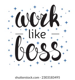 Trabajar como un patrón cuadrado. Frases y citas dibujadas a mano sobre el trabajo, la oficina, el equipo, la motivación, el apoyo y los objetivos. Perfecto para medios sociales, web, diseño tipográfico. Ilustración vectorial.