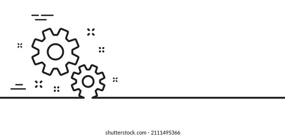 Work line icon. Business management sign. Cogwheel or gear symbol. Minimal line illustration background. Work line icon pattern banner. White web template concept. Vector
