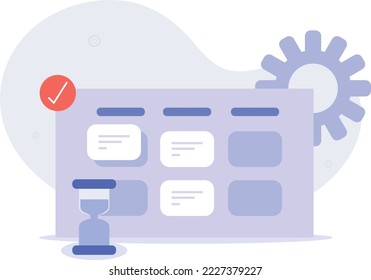 Work list and hourglass as a symbol of deadline.vector illustration.