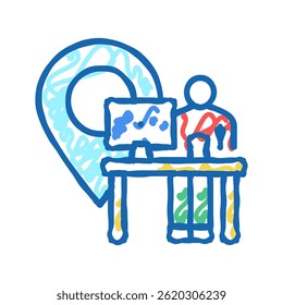 work location doodle icon sketch vector. work location sign. isolated symbol illustration