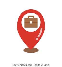 Work location pin mark icon. Business, employment, career, development, relocation, worldwide concepts. Flat vector design isolated illustration.