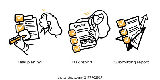 Work management task and business planning concept - set of business concept illustrations. Visual stories collection.