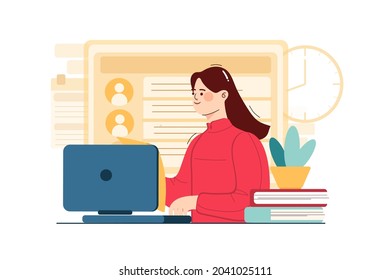 Work Management Task Illustration concept. Flat illustration isolated on white background.