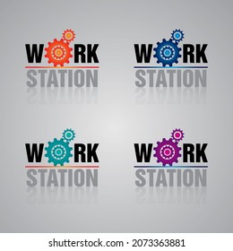 etiqueta mecánica de trabajo, emblema y logotipo. Ilustración del vector