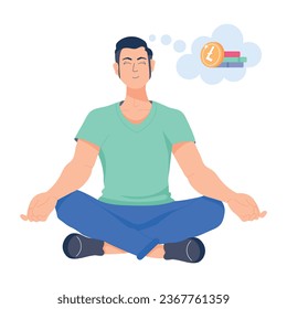 Ilustración plana premium de meditación laboral 