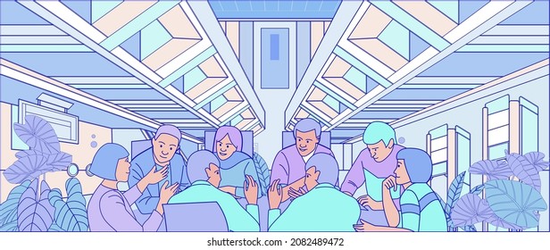 work and meeting flat illustration