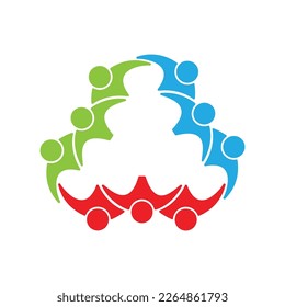 work meeting logo illustration connecting three groups of people