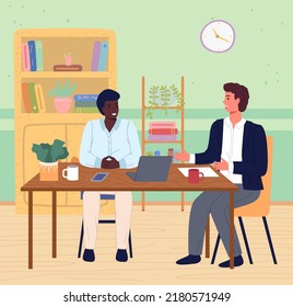 Work meeting, team job with people communicating in conference room. Teamwork, brainstorming, meeting and teambuilding. Colleagues discuss development. Business website landing page template