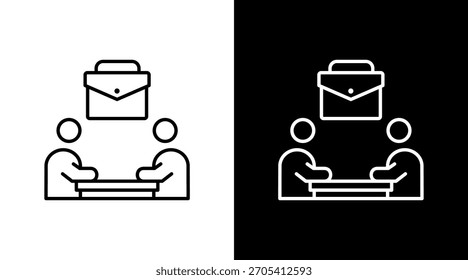 Design do Conjunto de Ícones de Branco da Reunião de Trabalho