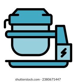 Vector de contorno de icono del mezclador de trabajo. Mezcla de hormigón. Color del trabajador de construcción plano