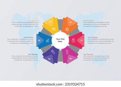 Work Modern Circle Infographics with 6 Steps and Six option