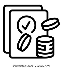 Vector de contorno de icono de dinero de trabajo. Trabajo de computadora. Salario pasivo