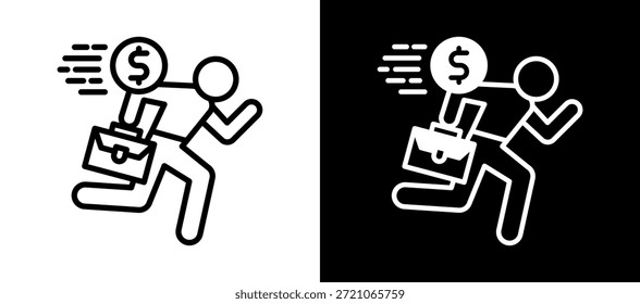Ícone de Motivação de Trabalho Ilustração de Vetor em Branco e Preto
