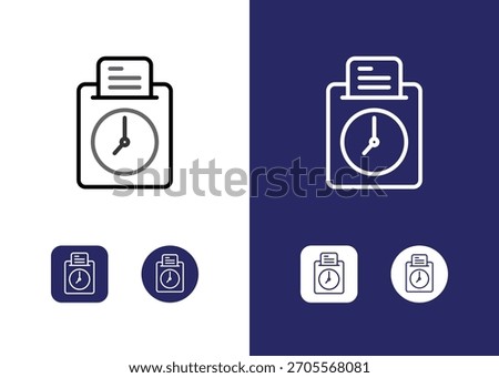 Work in office clock in attendance check in icon symbol sign in line art outline style vector