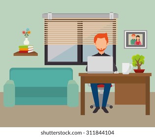 Work office design, vector illustration eps 10.