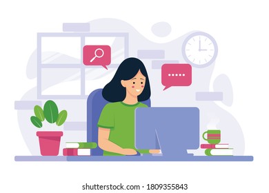 Work Office Flat Art Vector Stock Vector (Royalty Free) 1809355843