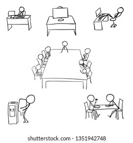 Work From Office Freedom Lifestyle Stick Figure Pictogram Icon