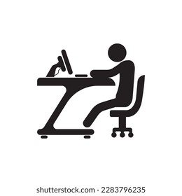 Arbeit mit Bürologo Symbol, Illustrationsdesign-Vorlage