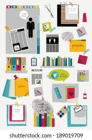 Work office web layout. Colorful flat graphic template.