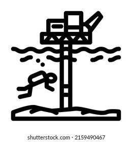 work with oil rigs line icon vector. work with oil rigs sign. isolated contour symbol black illustration