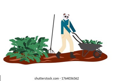 Work on the field background. Modern illustration slider site page. Web banner life on the farm. The concept is one of the farmer's works. Ploughing fields is not an easy job design vector. 