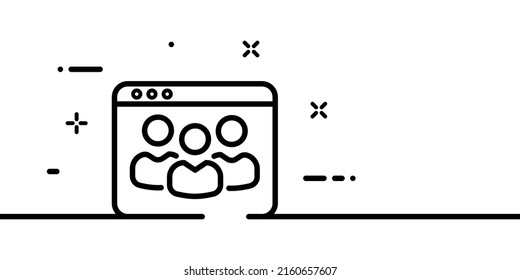 Work On The Internet Line Icon. Website, Platform, People, Employee, Company. Business Concept. One Line Style. Vector Line Icon For Business And Advertising.