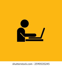 Work on laptop icon logo flat vector design