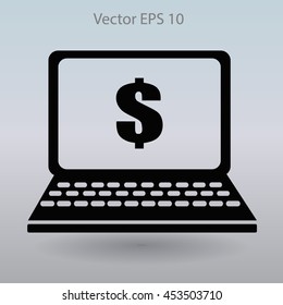 work on the laptop vector illustration