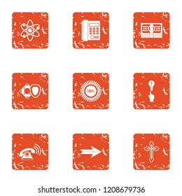 Work on the phone icons set. Grunge set of 9 work on the phone vector icons for web isolated on white background