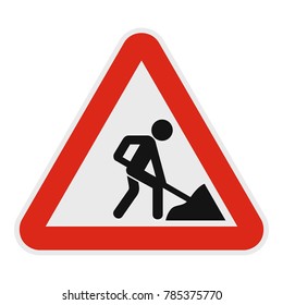 Work On The Road Icon. Flat Illustration Of Work On The Road Vector Icon For Web.