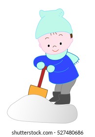 I work on the snow shoveling of the young man.