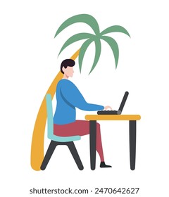 Work on Vacation concept on transparent background, flat design vector illustration