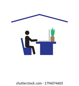 Work online from home during a coronavirus outbreak and warnings about social distancing. Stay at home to avoid getting infected with the virus. A businessman works remotely on a laptop.