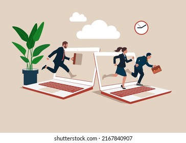 Work online. Laptop computer. Business concept vector