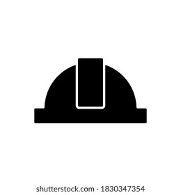 Work only in a helmet, sign.Construction helmet line icon concept. Construction helmet
