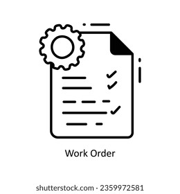 Arbeitsauftrag-Doodle-Symbol Design-Illustration. Logistik- und Liefersymbol auf weißem Hintergrund - EPS10-Datei