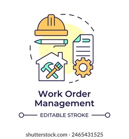 Work order management multi color concept icon. Operational efficiency, prioritization. Round shape line illustration. Abstract idea. Graphic design. Easy to use in infographic, presentation