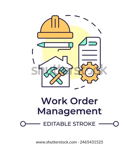 Work order management multi color concept icon. Operational efficiency, prioritization. Round shape line illustration. Abstract idea. Graphic design. Easy to use in infographic, presentation