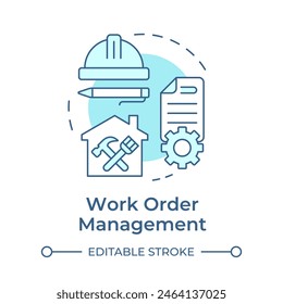 Work order management soft blue concept icon. Operational efficiency, prioritization. Round shape line illustration. Abstract idea. Graphic design. Easy to use in infographic, presentation