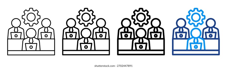 Icono de Organización de trabajo Conjunto de Colección de contorno diferente