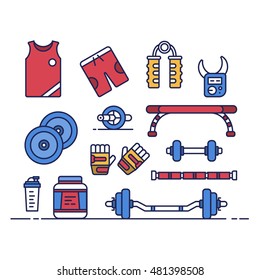 Work out at the gym, illustration concept.

