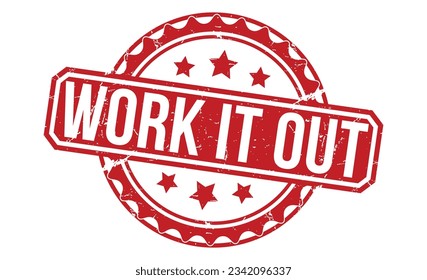 WORK IT OUT Red Rubber Stamp vector design.