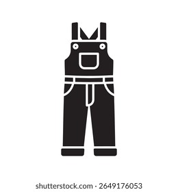 ícone macacão de trabalho representando roupas de proteção um uniforme para trabalhadores de construção de trabalho industrial e trabalhos manuais para proteção do corpo vetor ícone de glifo sólido