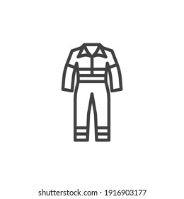 Work overalls line icon. linear style sign for mobile concept and web design. Safety coverall outline vector icon. Symbol, logo illustration. Vector graphics