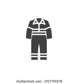 Work overalls vector icon. filled flat sign for mobile concept and web design. Safety coverall glyph icon. Symbol, logo illustration. Vector graphics