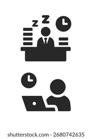 Ilustración vectorial de iconos de horas extra de trabajo
