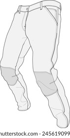 Work Pants Dynamic Movement Technical Fashion Vector Illustration