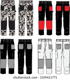 Work Pants Fashion Flat Templates